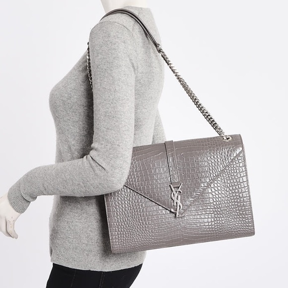 YSL Grey Croc Embossed Bag - Picture 3 of 17